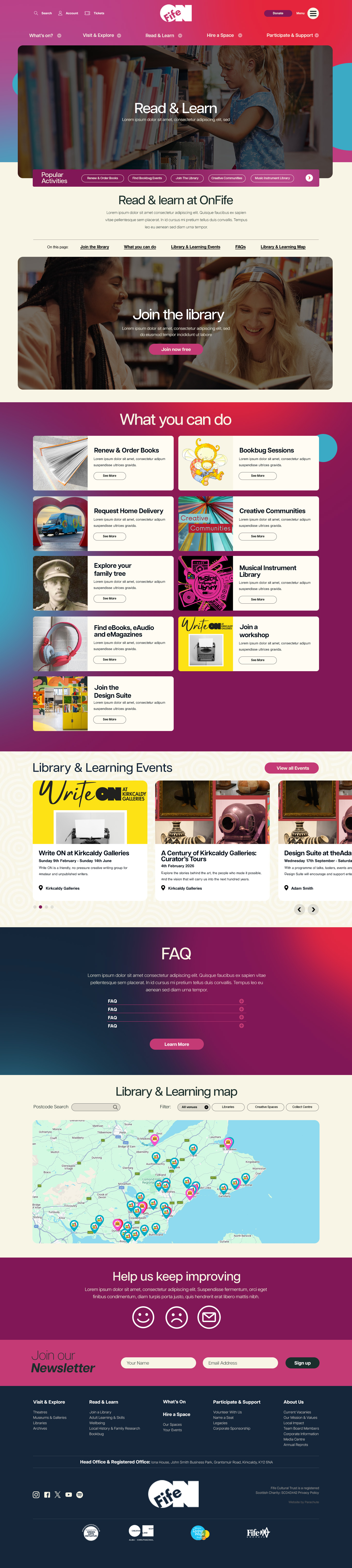 Read & Learn wireframe